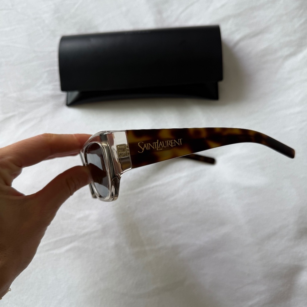 YSL / SAINT LAURENT SUNGLASSES SL 740 TRANSPARENT CREAM, AND BROWN HAVANA